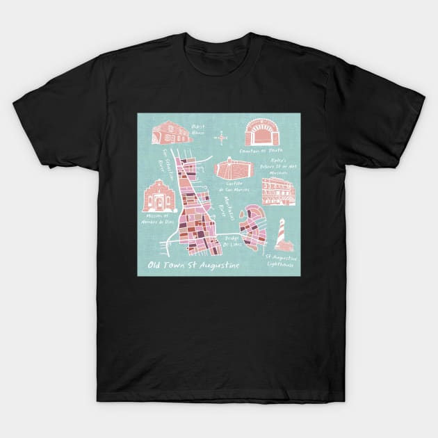 Map of Old Town St Augustine T-Shirt by MarcyBrennanArt